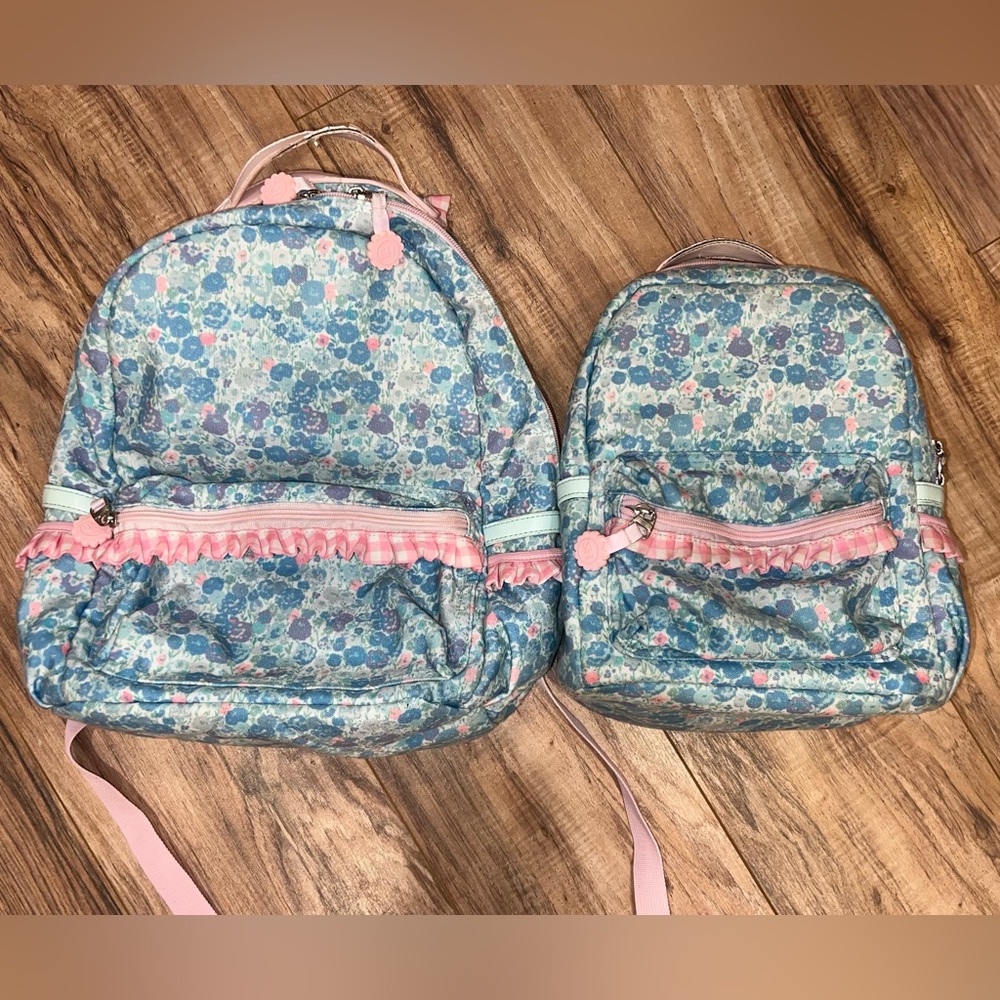 SweetHoney Floral Kids Backpack Set - Blue and Pink